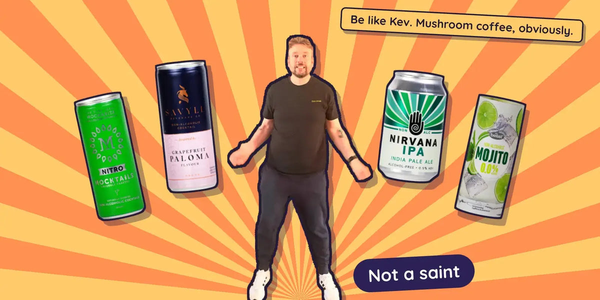 Kev with alcohol free swaps: Mocktails Mockarita, Savyll Paloma, Nirvana IPA and a Twisst mojito