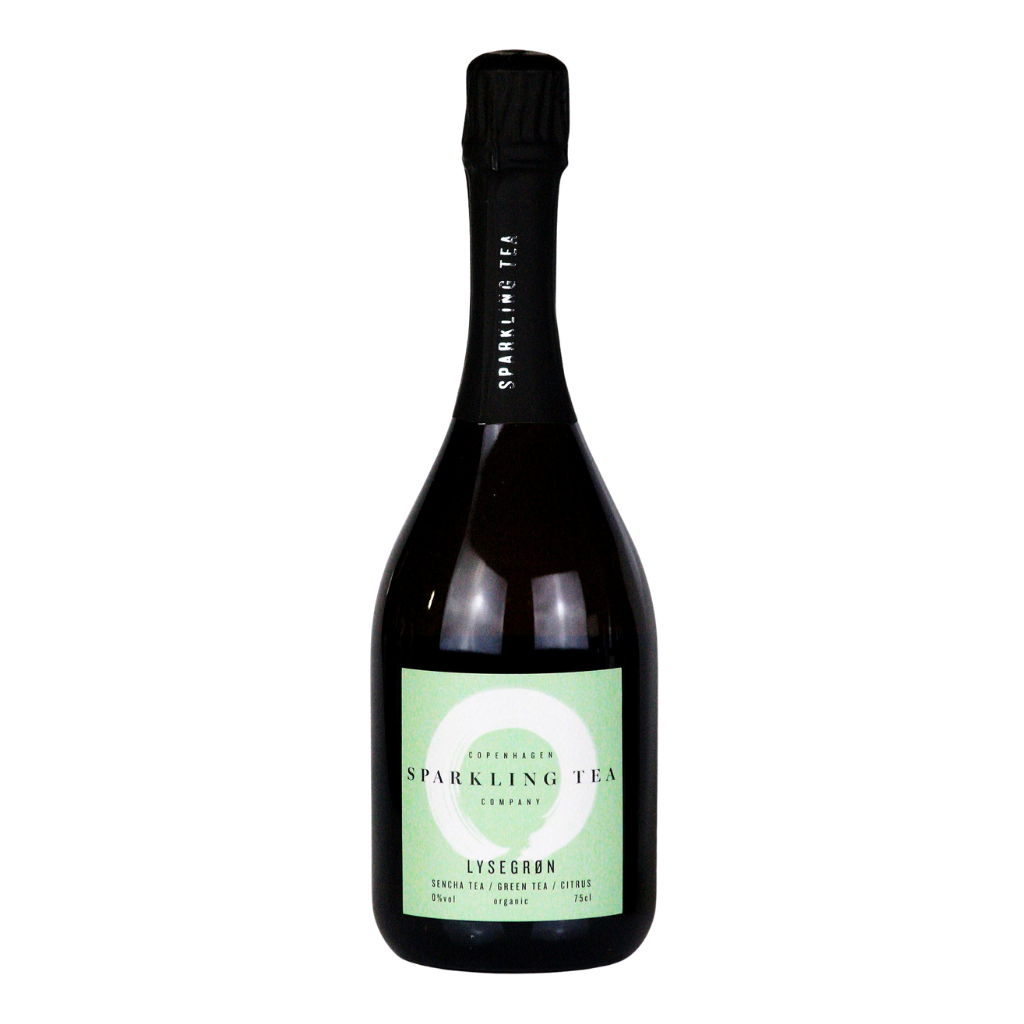 Copenhagen Sparkling Tea LYSEGRØN (light green) alcohol free sparkling tea in a 75cl bottle