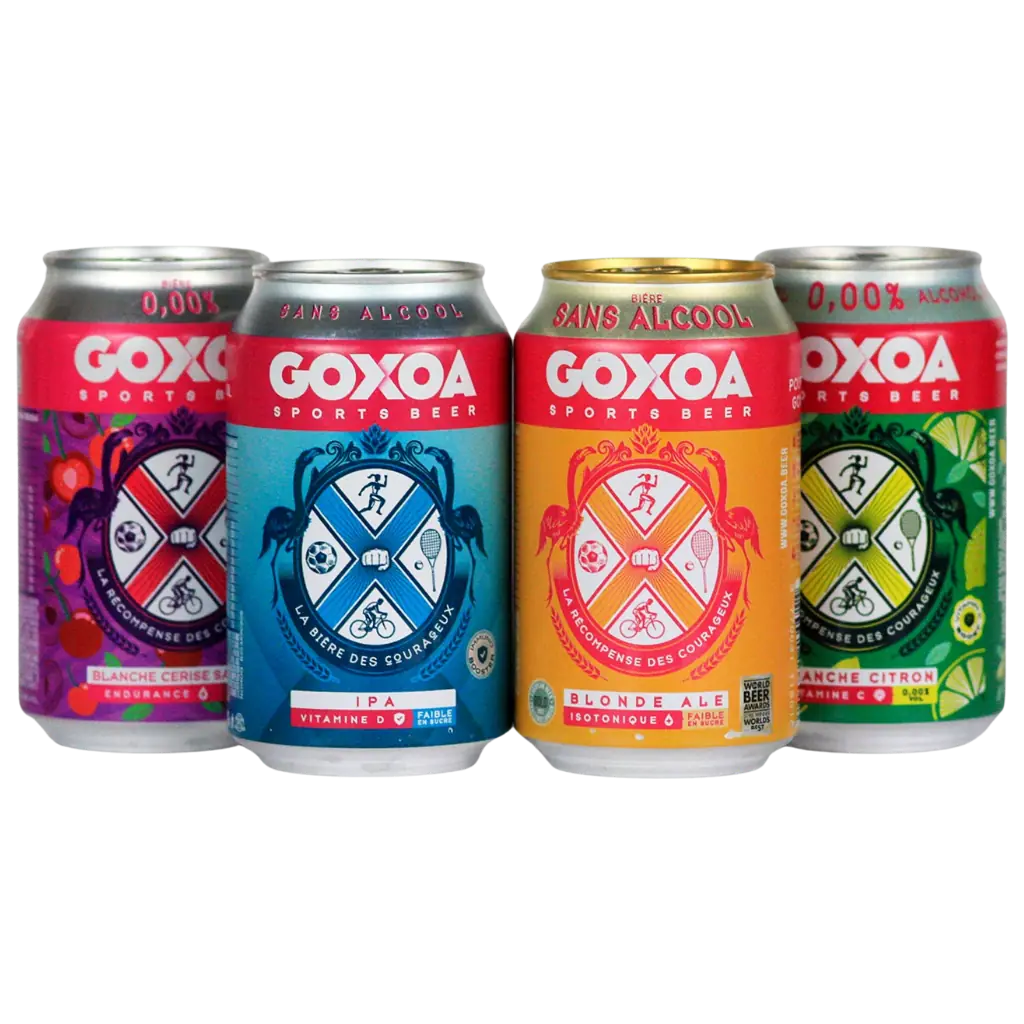 Goxoa alcohol free sports beer bundle with cherry, IPA, blonde and lemon 330ml cans
