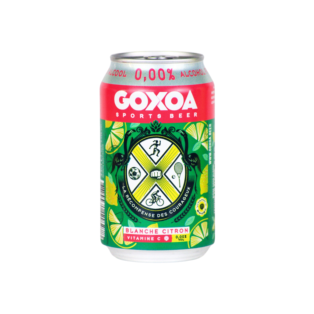 Goxoa Lemon 0.0% alcohol free sports wheat beer in a 330ml can