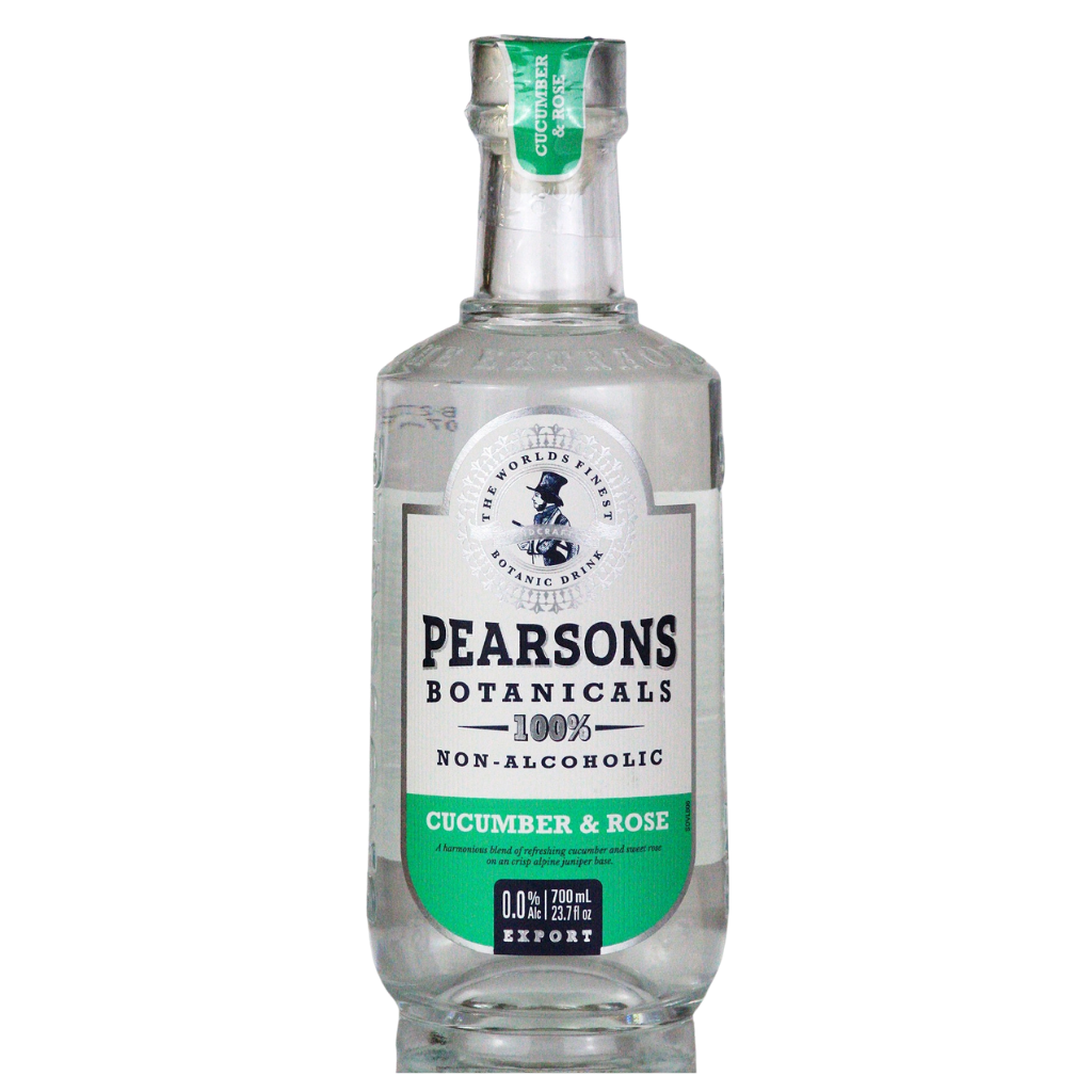 Pearsons Botanicals Cucumber & Rose 0.0% alcohol free gin alternative in a 700ml bottle