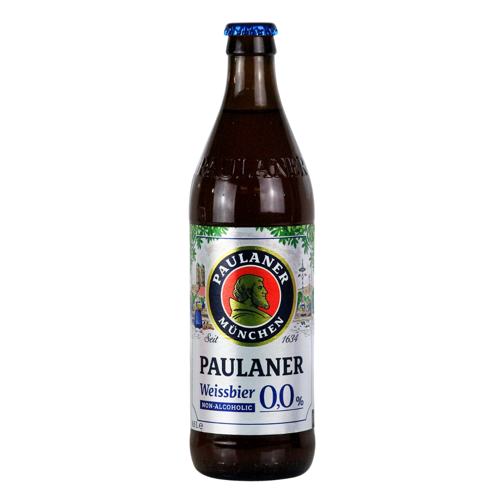 Paulaner Weissbier 0.0% alcohol free wheat beer in a 500ml bottle