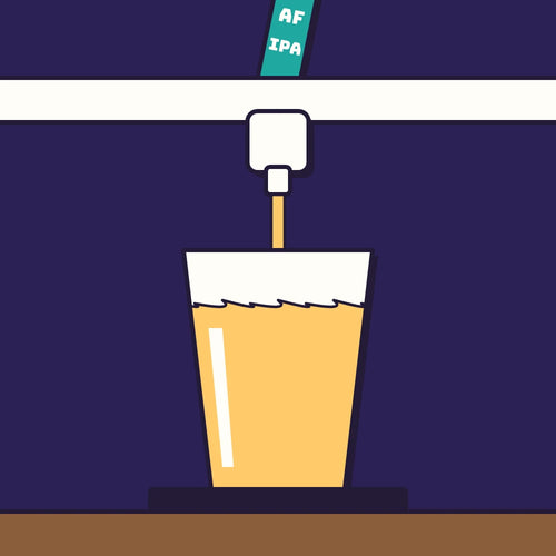 A pint of alcohol-free IPA being poured from the tap