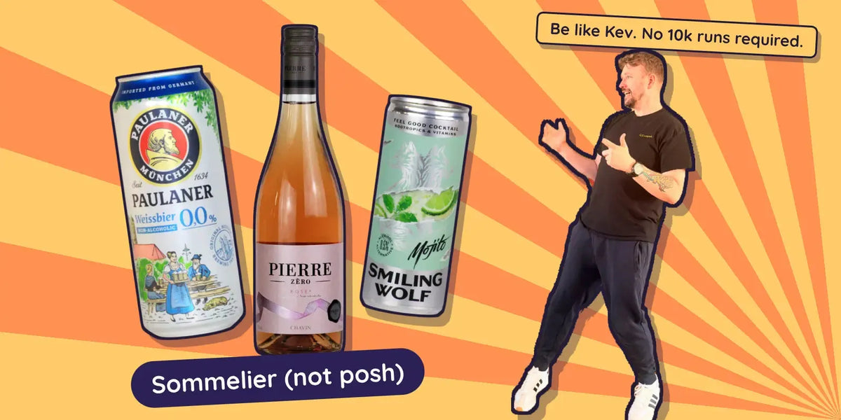 Kev presenting BBQ drink pairings: Paulaner Weissbier 0.0%, Pierre Zéro rosé and a Smiling Wolf Mojito