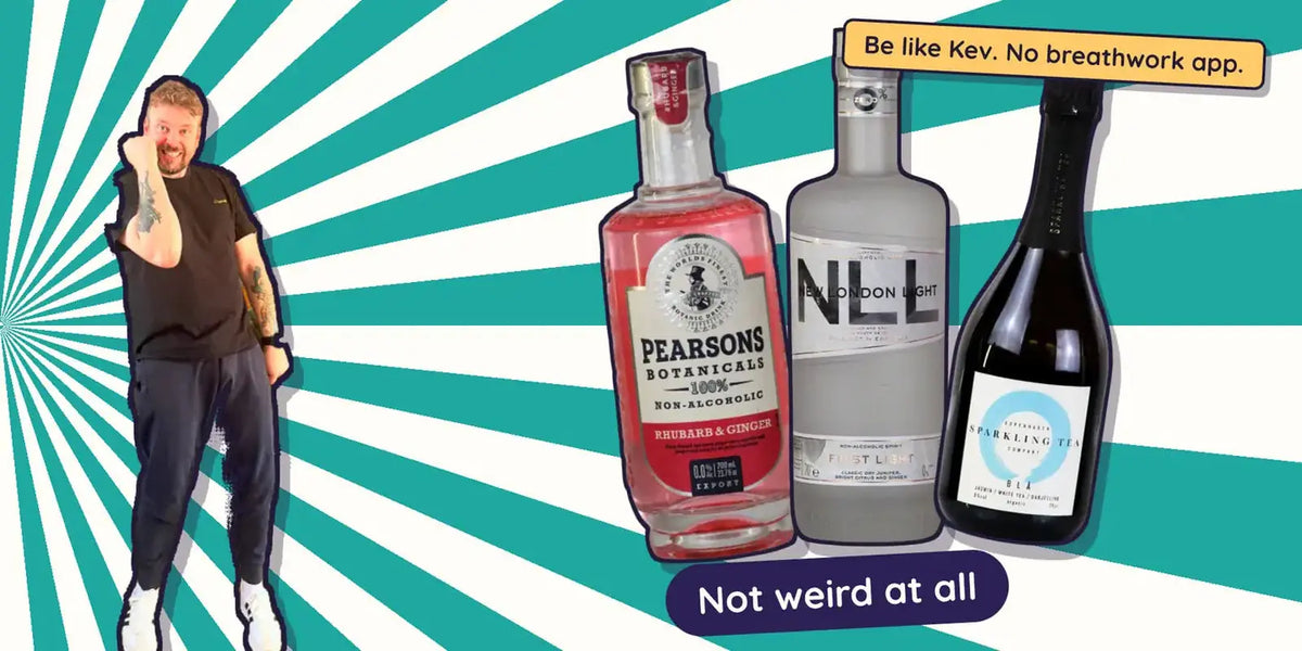 Kev with Pearsons Botanicals, New London Light and Copenhagen Sparkling Tea, gifts for someone off the booze