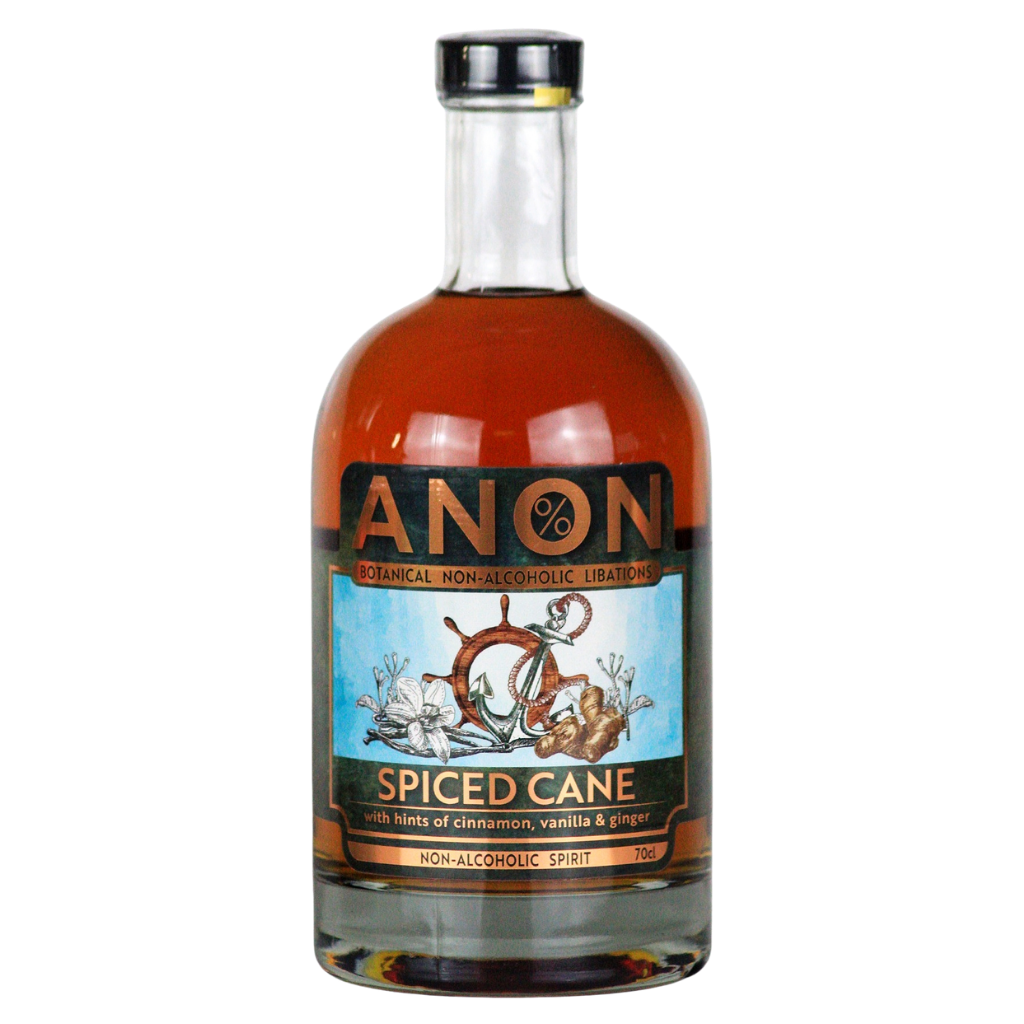 ANON Spiced Cane alcohol free rum alternative in a 70cl bottle
