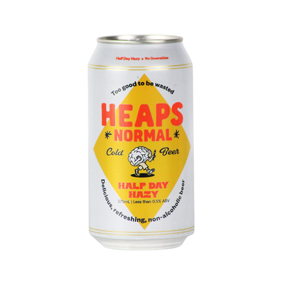 Heaps Normal Half Day Hazy alcohol free pale ale in a 375ml can