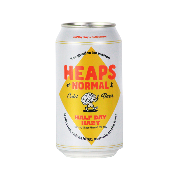 Heaps Normal Half Day Hazy alcohol free pale ale in a 375ml can