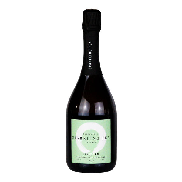 Copenhagen Sparkling Tea LYSEGRØN (light green) alcohol free sparkling tea in a 75cl bottle