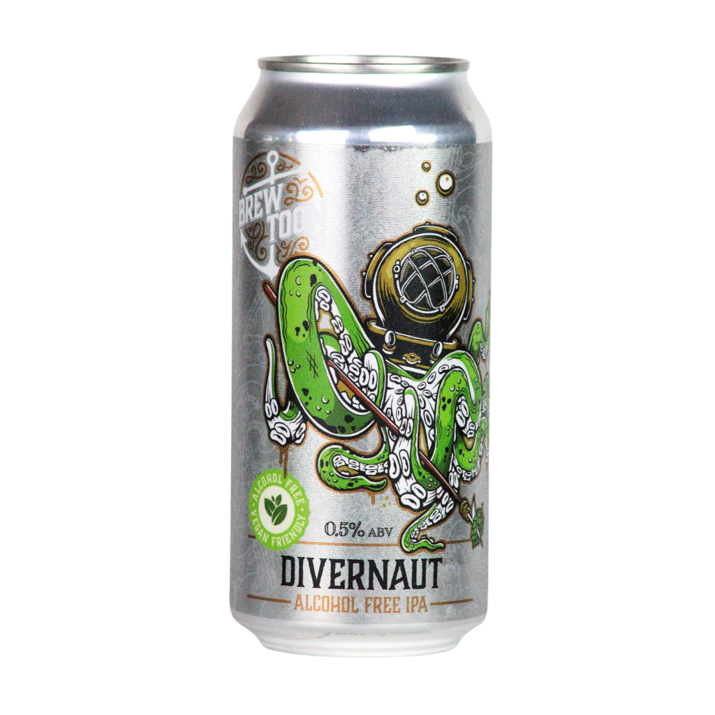 Brew Toon Divernaut alcohol free IPA in a 440ml can
