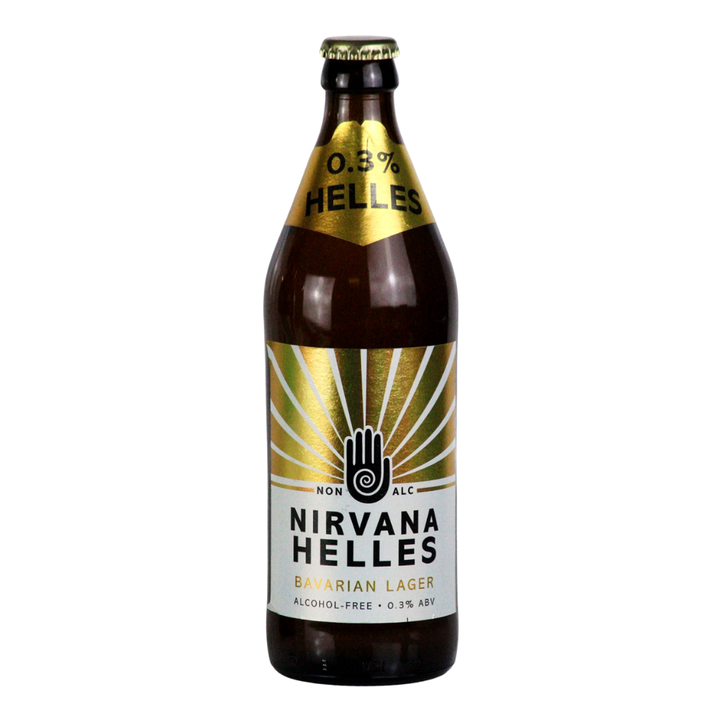 Nirvana Bavarian Helles alcohol free lager in a 500ml bottle