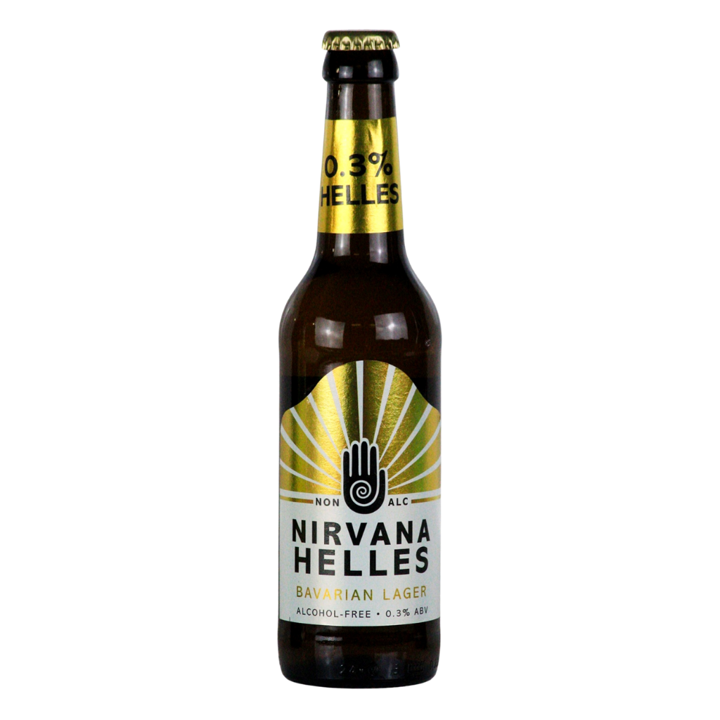 Nirvana Bavarian Helles alcohol free lager in a 330ml bottle