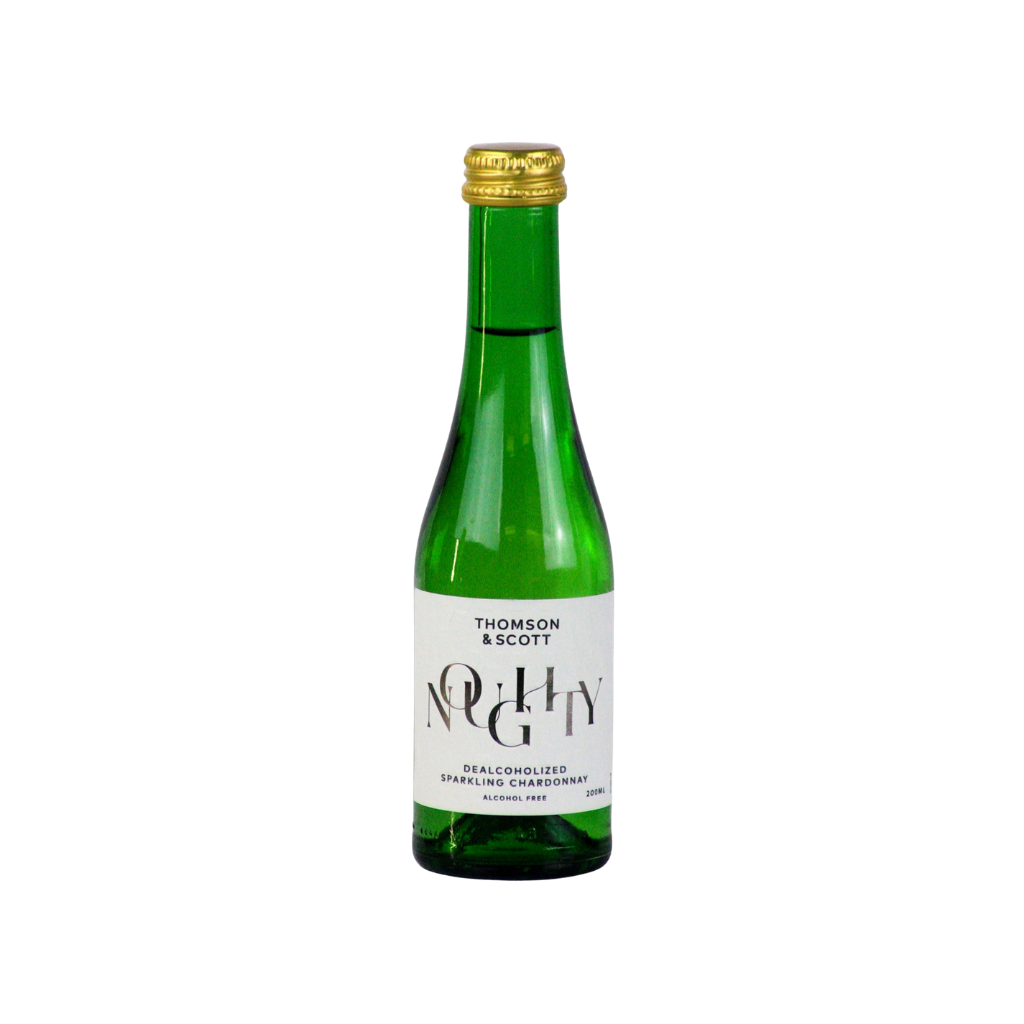 Noughty 0.0% alcohol free organic sparkling white wine in a 20cl bottle
