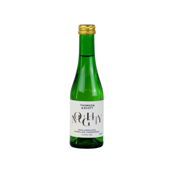 Noughty 0.0% alcohol free organic sparkling white wine in a 20cl bottle