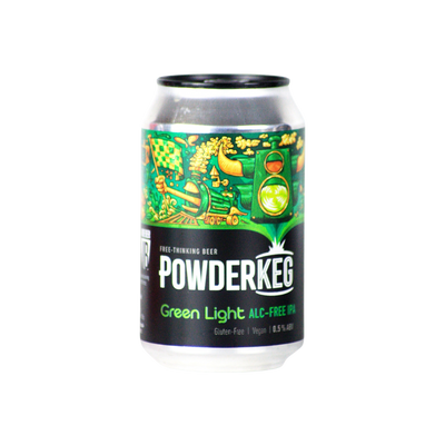 Powderkeg Green Light alcohol free IPA in a 330ml can
