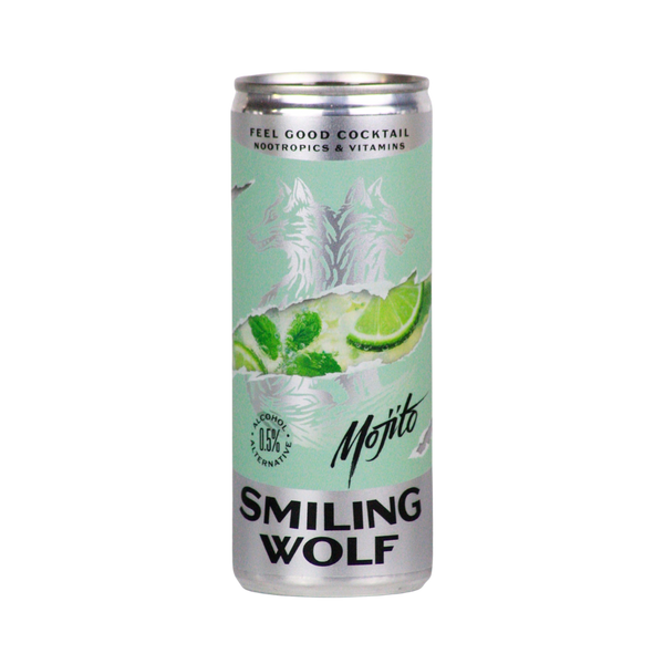 Smiling Wolf Mojito alcohol free cocktail in a 250ml can