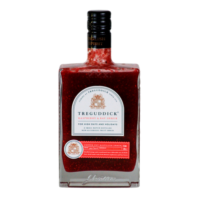 Treguddick Raspberry & Bay alcohol free shrub in a glass bottle