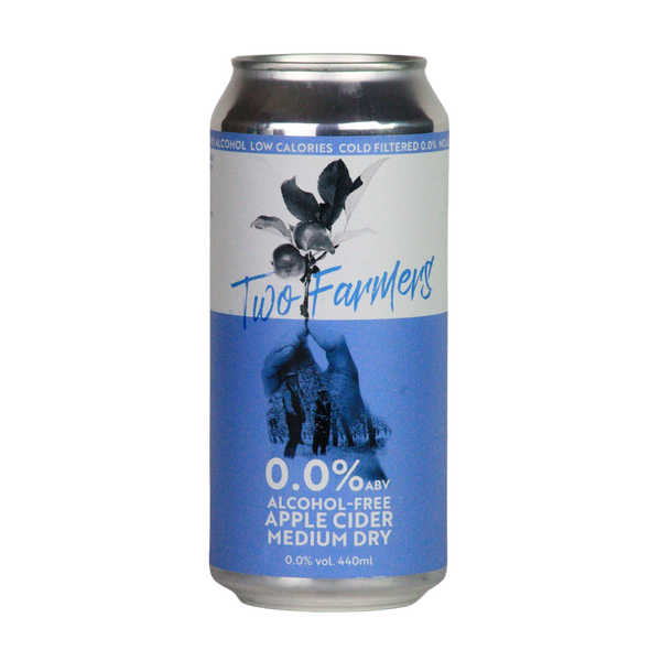 Two Farmers 0.0% medium dry alcohol free apple cider in a 440ml can
