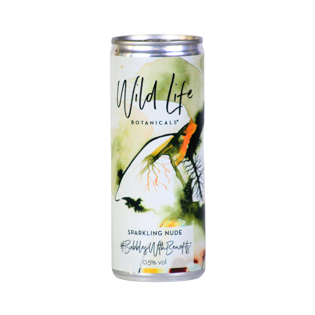 Wild Life Botanicals Nude alcohol free sparkling white wine in a 250ml can