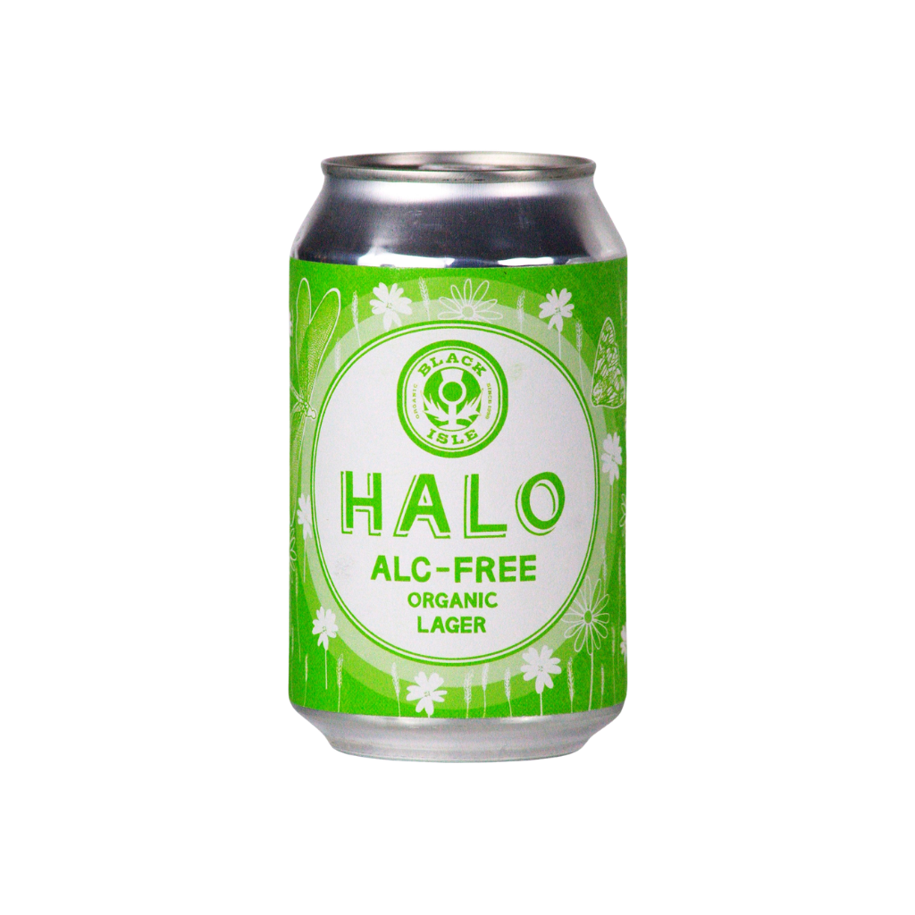 Black Isle Halo Organic alcohol free lager in a 330ml can